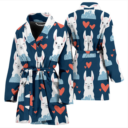 Alpaca Love Pattern Print Design 05 Women Bathrobe