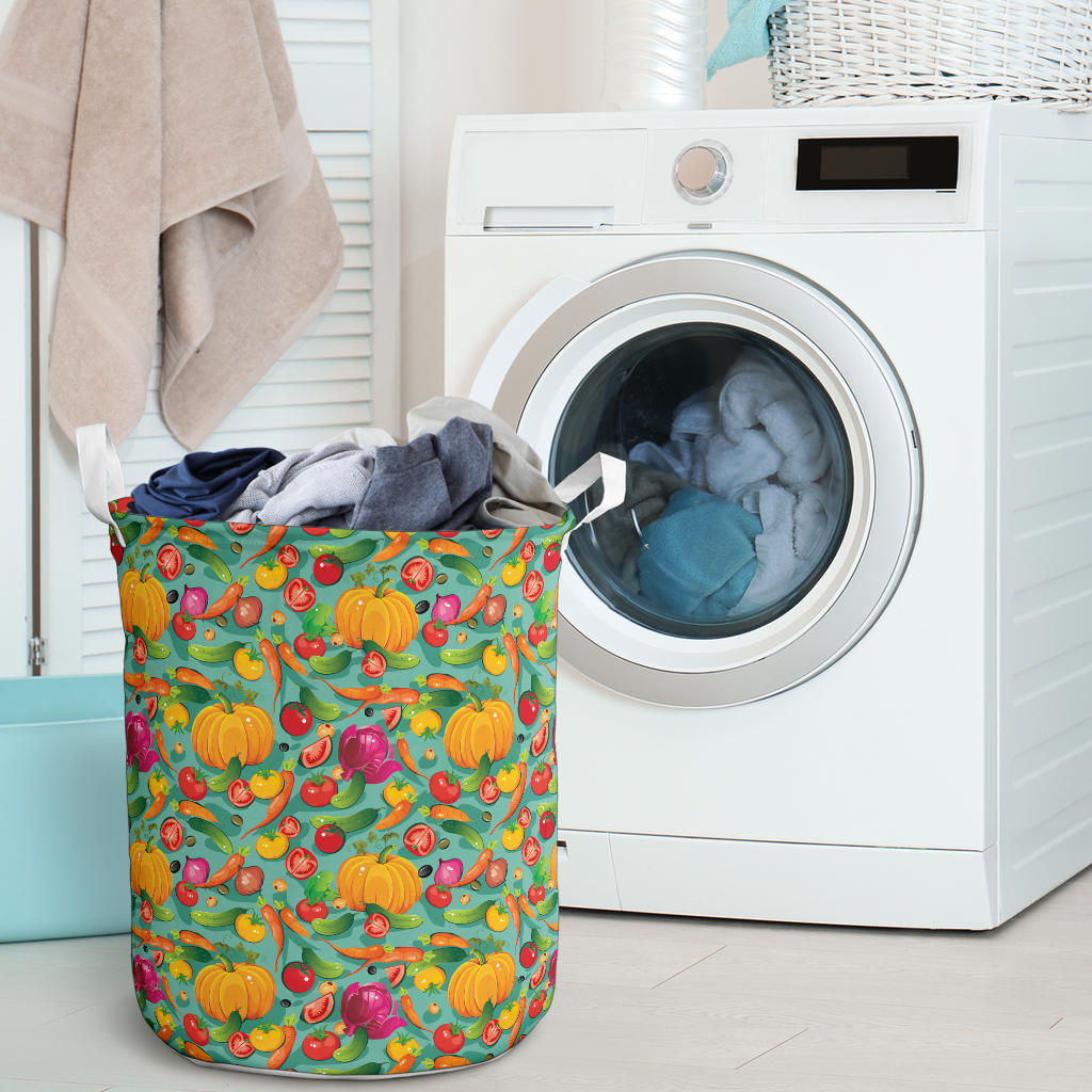 Vegan Colorful Themed Design Print Laundry Basket