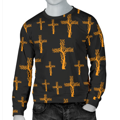 Christian Tree of Life Cross Design Men Long Sleeve Sweatshirt