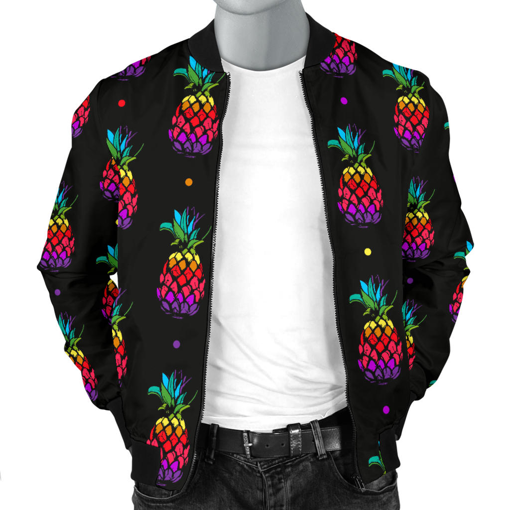 Pineapple Rainbow Dot Print Men Bomber Jacket