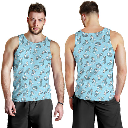 Wolf Design Print Pattern Men Tank Top