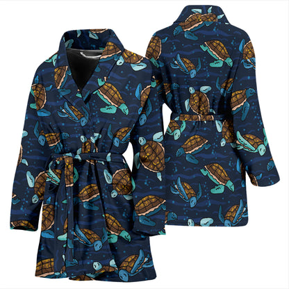 Sea Turtle Print Design LKS3011 Women Bathrobe