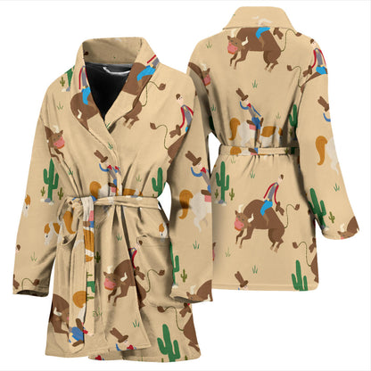 Rodeo Pattern Print Design A02 Women Bathrobe