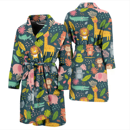 Safari Animal Cartoon Print Design LKS305 Men Bathrobe