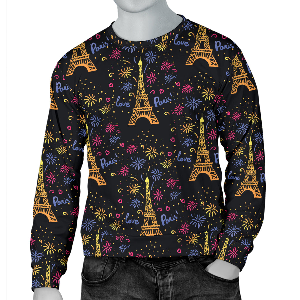 Eiffel Tower Love Paris Print Men Long Sleeve Sweatshirt