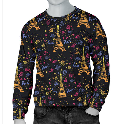 Eiffel Tower Love Paris Print Men Long Sleeve Sweatshirt