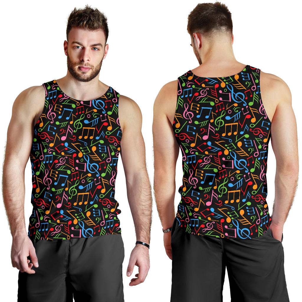 Music Note Colorful Themed Print Men Tank Top