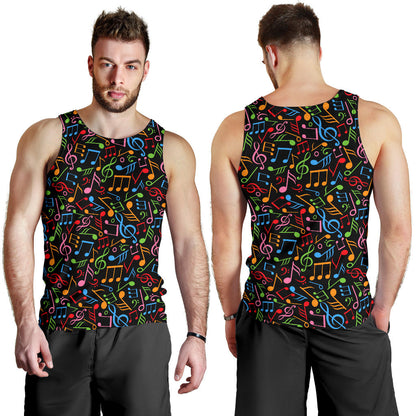 Music Note Colorful Themed Print Men Tank Top