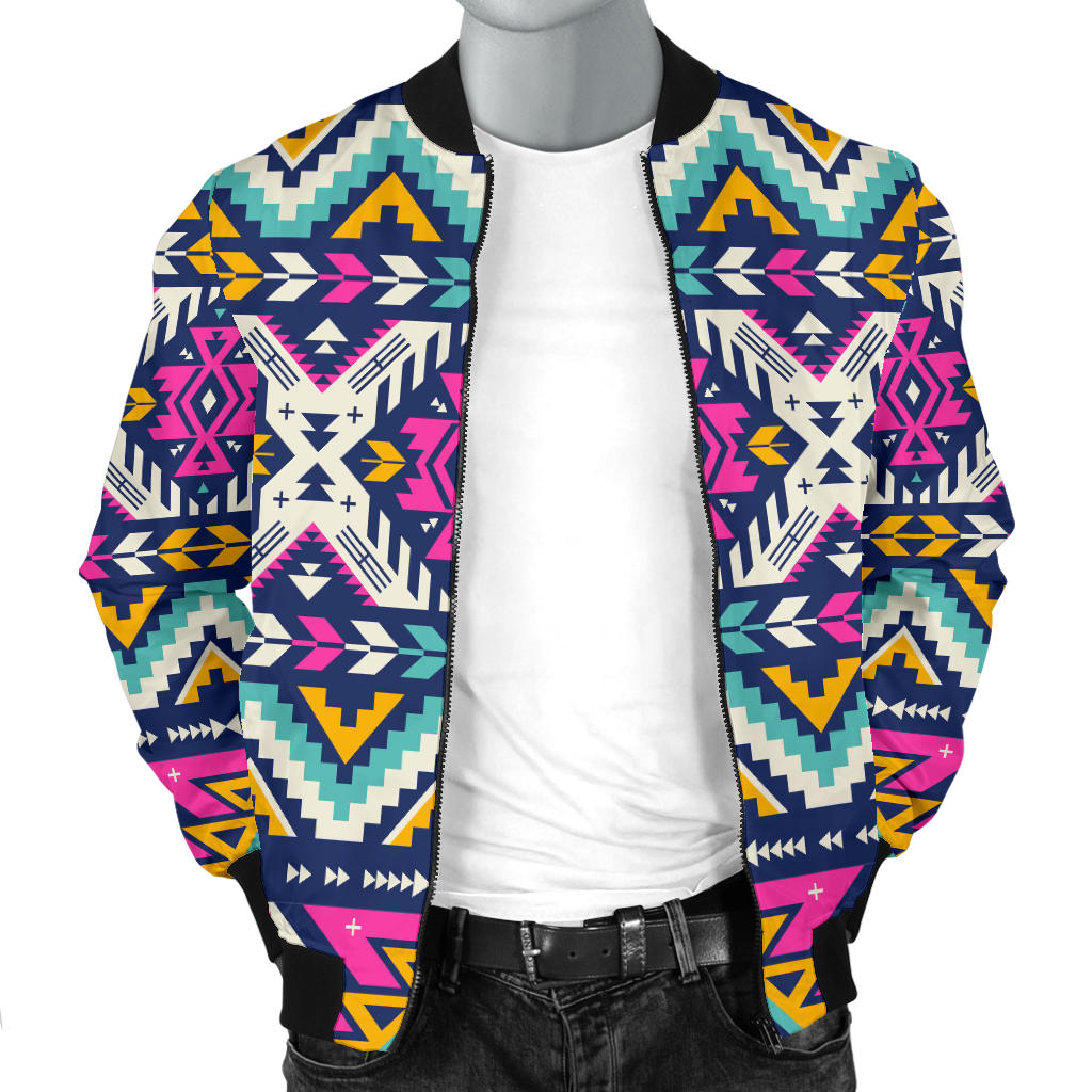 Aztec Pink Geometric Print Pattern Men Bomber Jacket