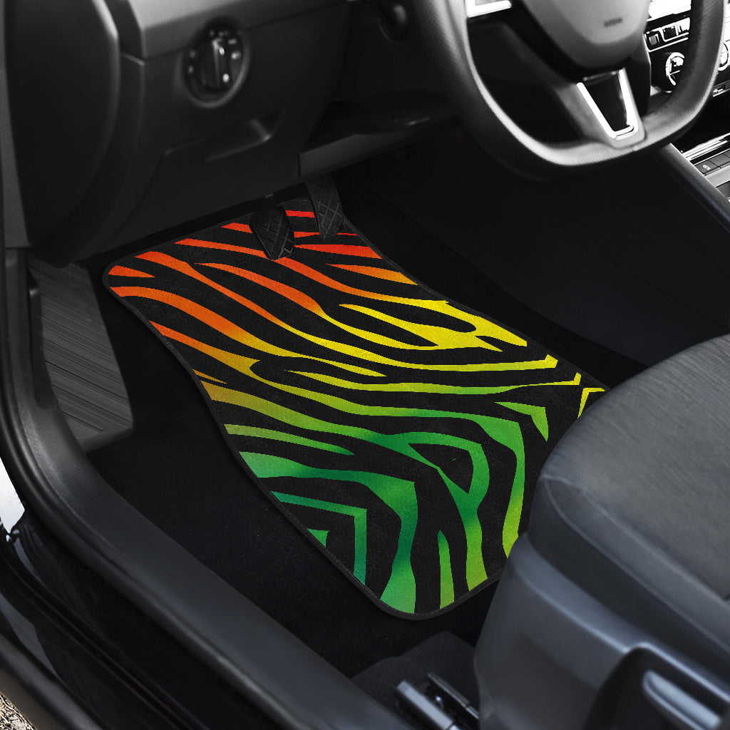 Rainbow Zebra Themed Print Car Floor Mats Front Back