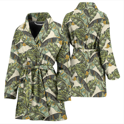 Banana Leaf Pattern Print Design 04 Women Bathrobe