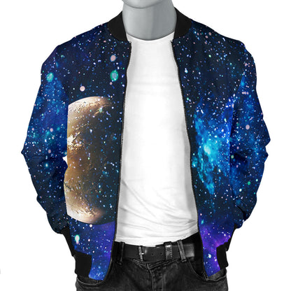 Galaxy Stardust Planet Space Print Men Bomber Jacket