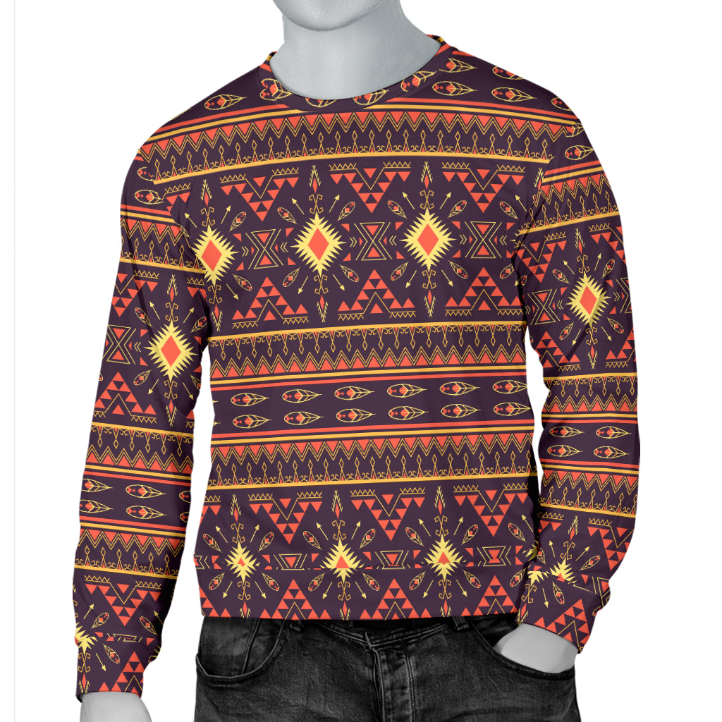 Southwest Ethnic Design Themed Print Men Long Sleeve Sweatshirt