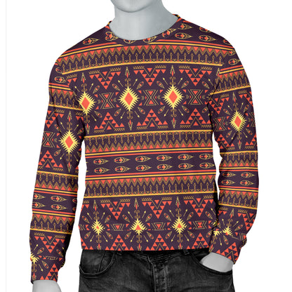 Southwest Ethnic Design Themed Print Men Long Sleeve Sweatshirt
