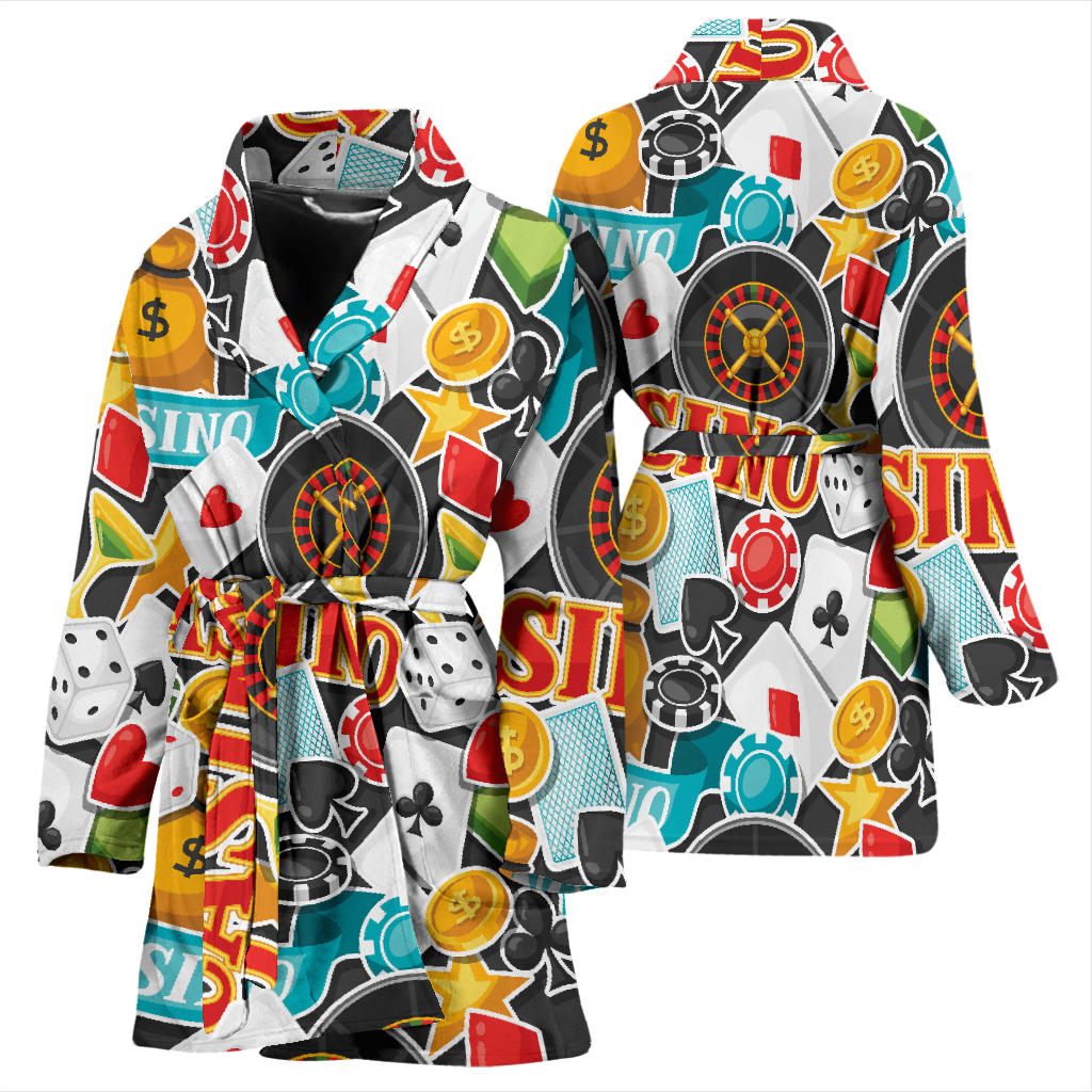 Casino Pattern Print Design 03 Women Bathrobe