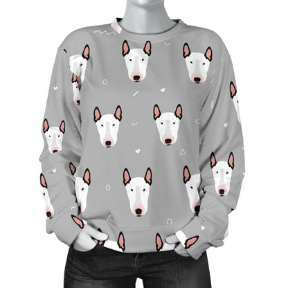 Bull Terrier Head Print Pattern Women Long Sleeve Sweatshirt