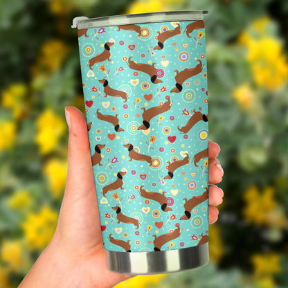 Dachshund with Floral Print Pattern Tumbler