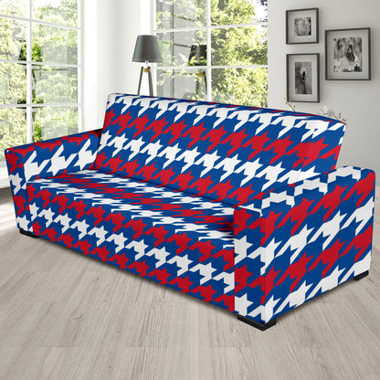 Patriotic Houndstooth Pattern Print Design A02 Sofa Slipcover