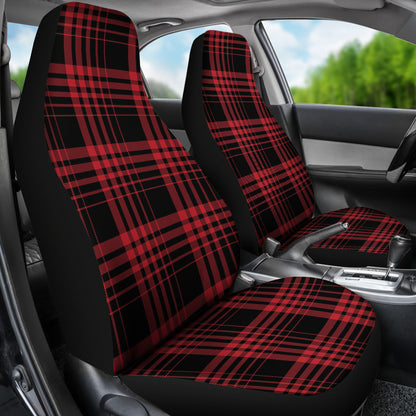 Tartan Red Black Print Design LKS303 Car Seat Covers
