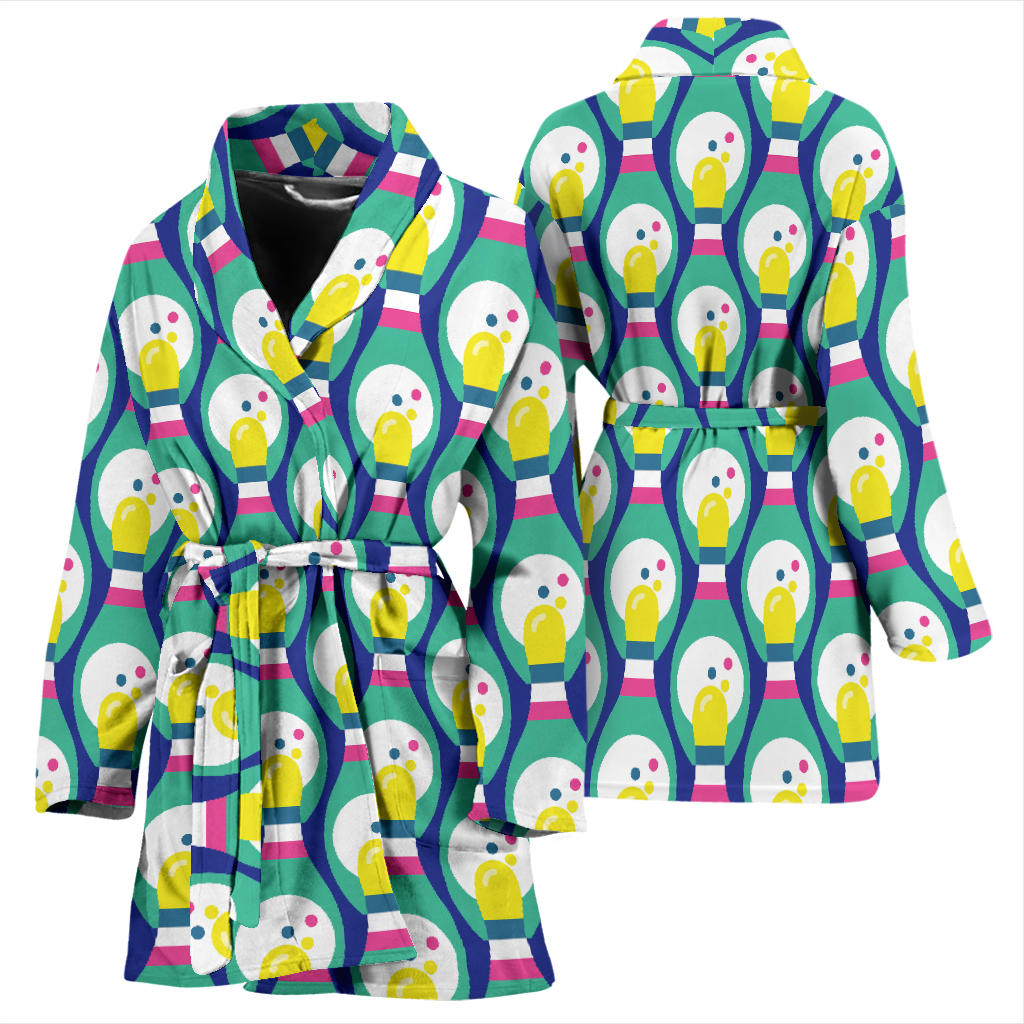 Bowling Pattern Print Design 04 Women Bathrobe