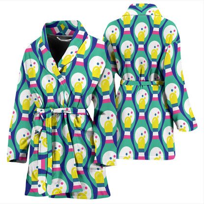 Bowling Pattern Print Design 04 Women Bathrobe