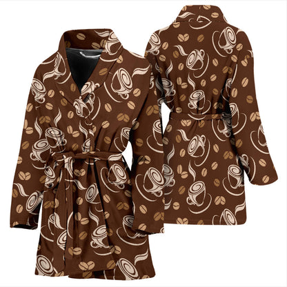 Coffee Pattern Print Design 03 Women Bathrobe