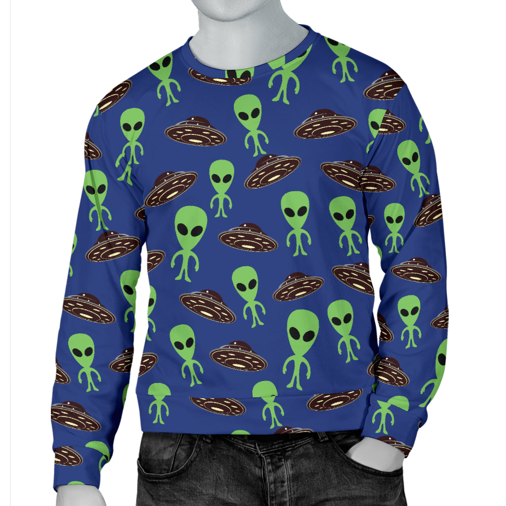 Alien Green UFO Pattern Men Long Sleeve Sweatshirt