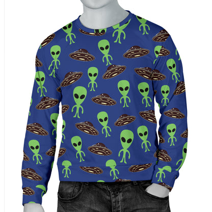 Alien Green UFO Pattern Men Long Sleeve Sweatshirt