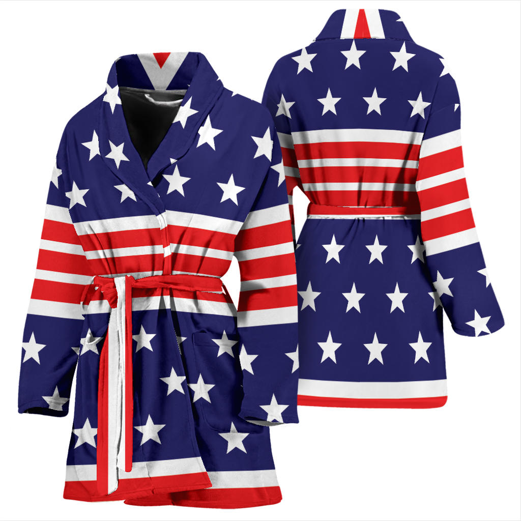 Patriotic Pattern Print Design A04 Women Bathrobe