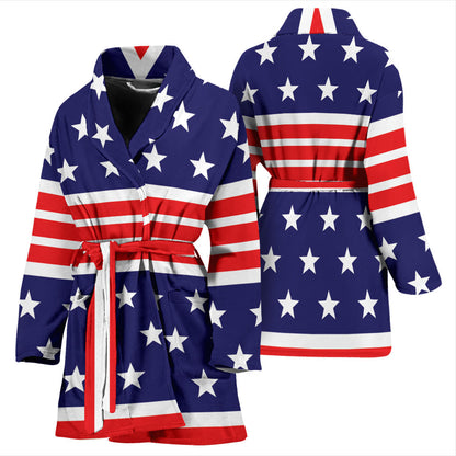 Patriotic Pattern Print Design A04 Women Bathrobe
