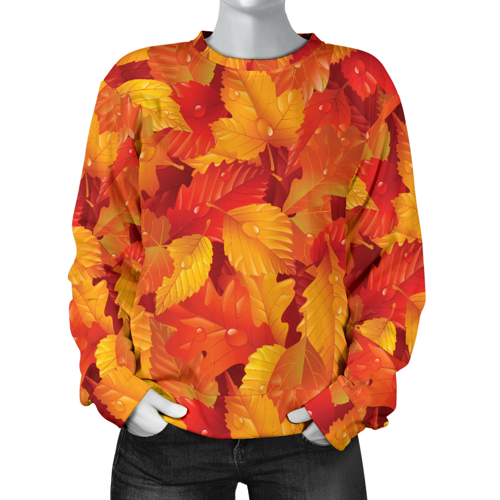 Elm Leave Autum Print Pattern Women Long Sleeve Sweatshirt
