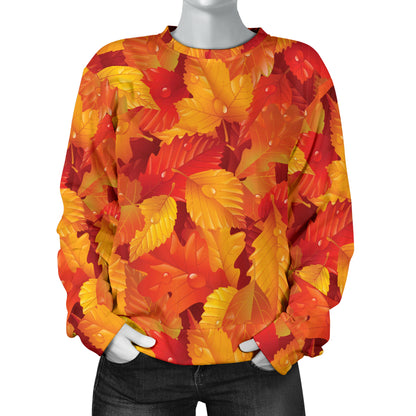 Elm Leave Autum Print Pattern Women Long Sleeve Sweatshirt