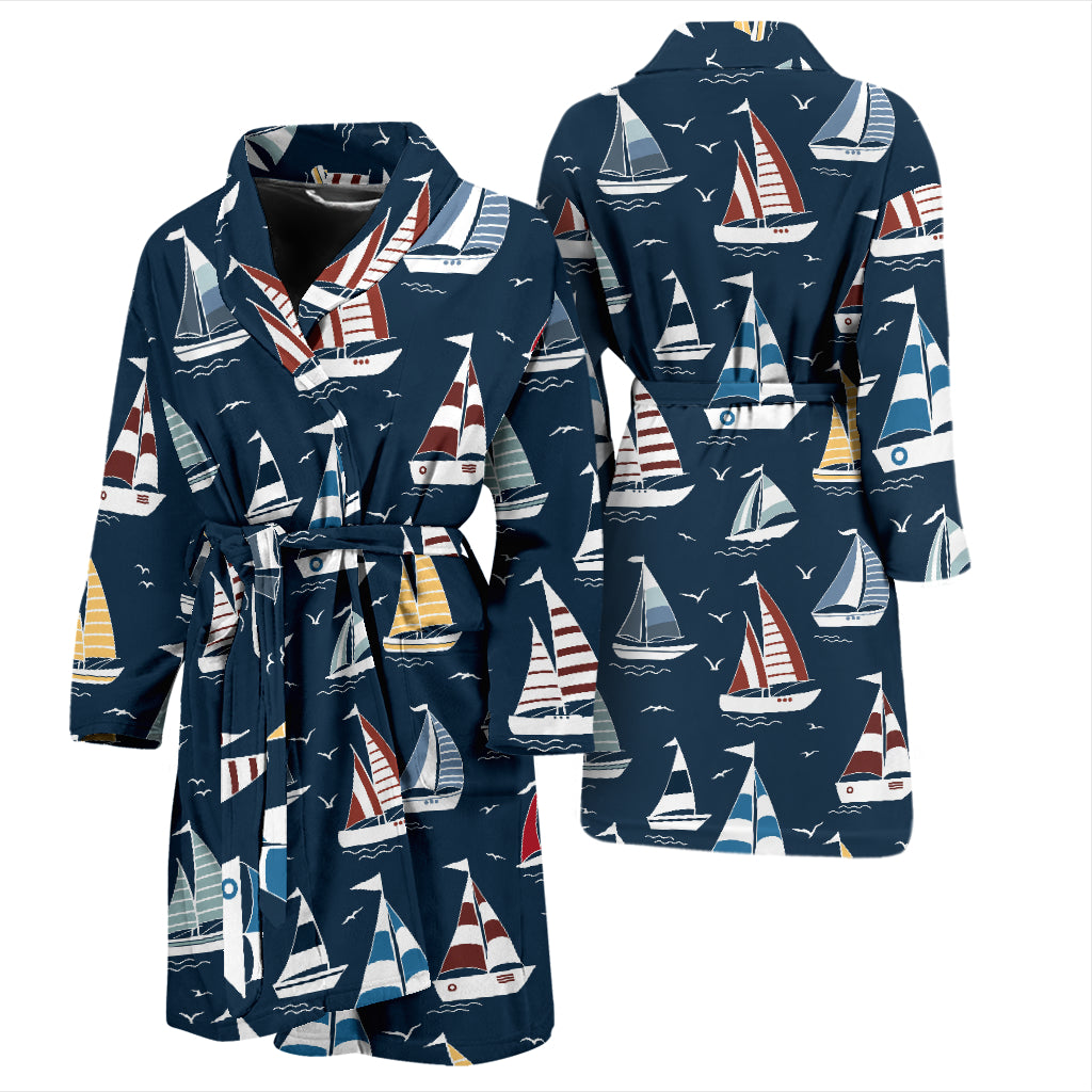 Sailboat Print Design LKS306 Men Bathrobe