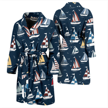 Sailboat Print Design LKS306 Men Bathrobe