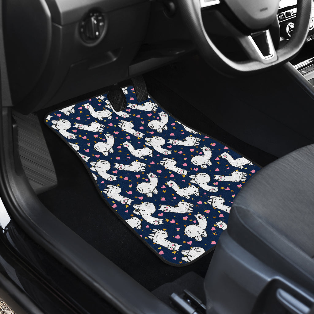 Alpaca Heart Star Design Themed Print Car Floor Mats Front Back