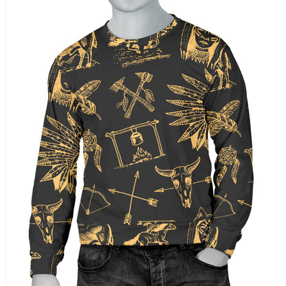 American indian Gold Style Men Long Sleeve Sweatshirt