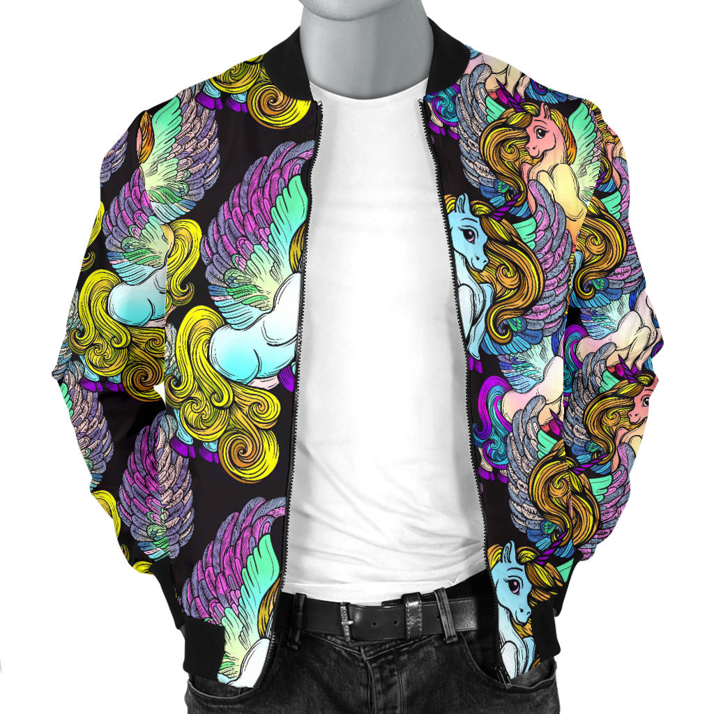 Unicorn With Wings Print Pattern Men Bomber Jacket