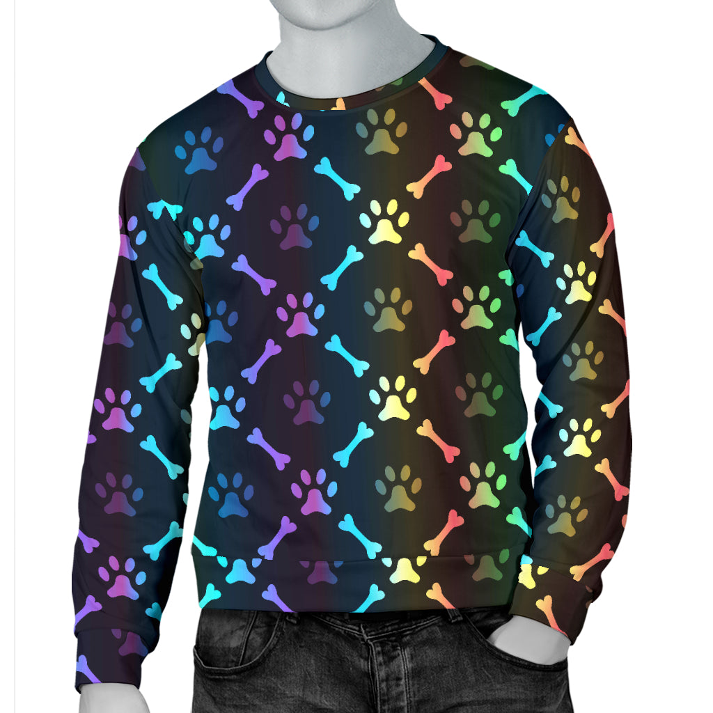 Paw Rainbow Print Men Long Sleeve Sweatshirt