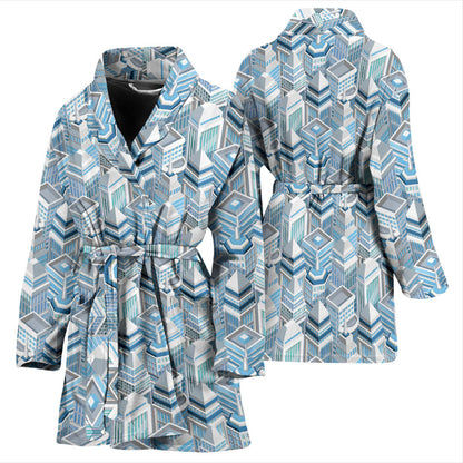 City Pattern Print Design 03 Women Bathrobe