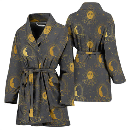 Sun Moon Print Design LKS305 Women Bathrobe