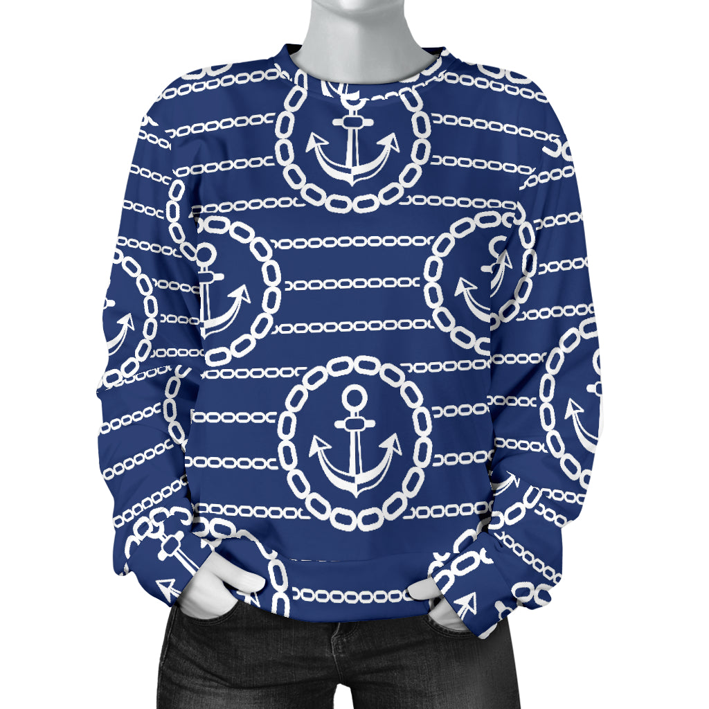 Anchor Stripe Pattern Women Long Sleeve Sweatshirt