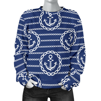 Anchor Stripe Pattern Women Long Sleeve Sweatshirt
