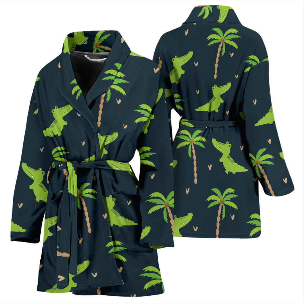 Alligator Pattern Print Design 02 Women Bathrobe