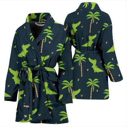 Alligator Pattern Print Design 02 Women Bathrobe