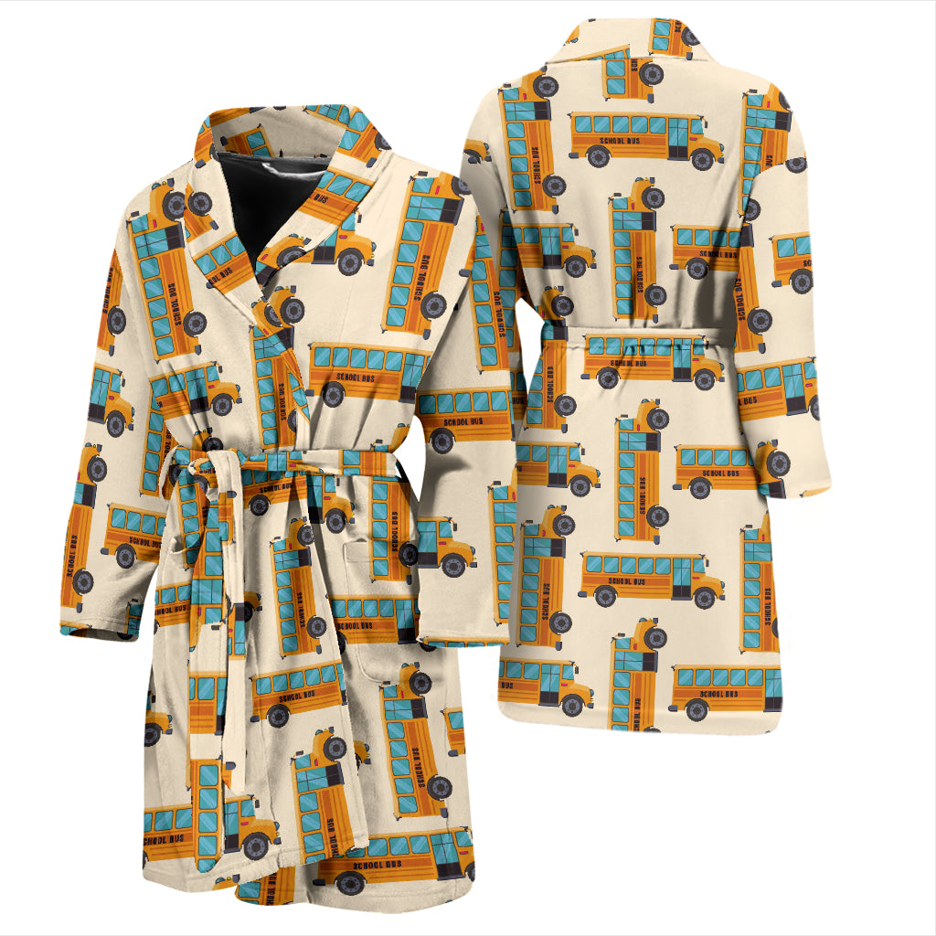 School Bus Print Design LKS305 Men Bathrobe