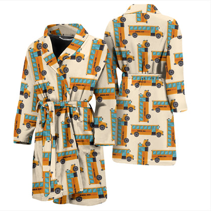 School Bus Print Design LKS305 Men Bathrobe