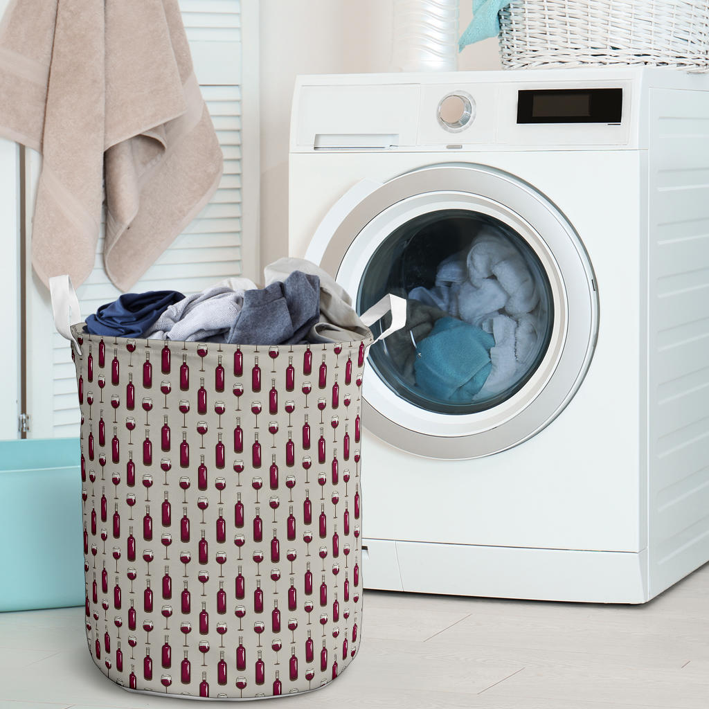 Wine Bottle Pattern Print Laundry Basket