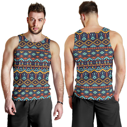 Aztec Style Print Pattern Men Tank Top