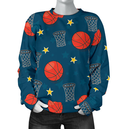 Basketball Classic Print Pattern Women Long Sleeve Sweatshirt