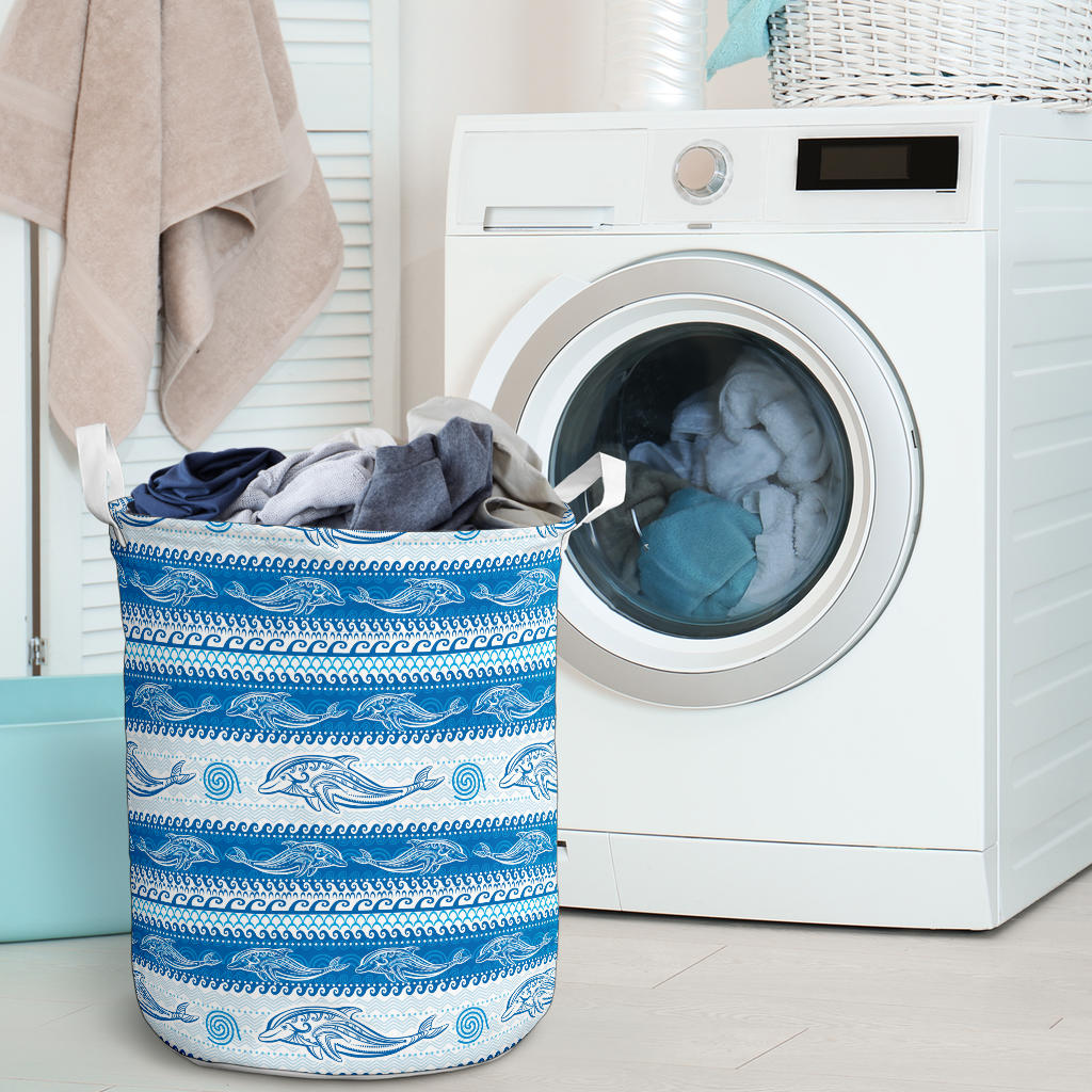 Dolphin Tribal Print Pattern Laundry Basket